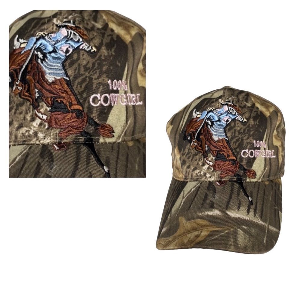 Big Bear Headwear 100% Cowgirl Bucking Bronco Camo Rodeo Soft Adjustable Cap Hat